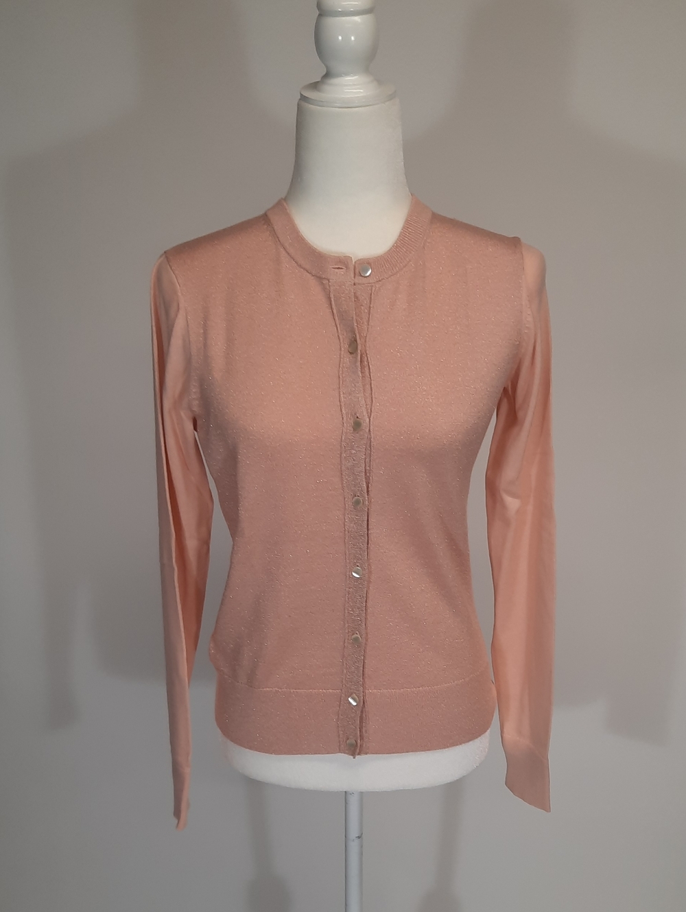 Light Pink Women's Sparkle Button-Up Sweater